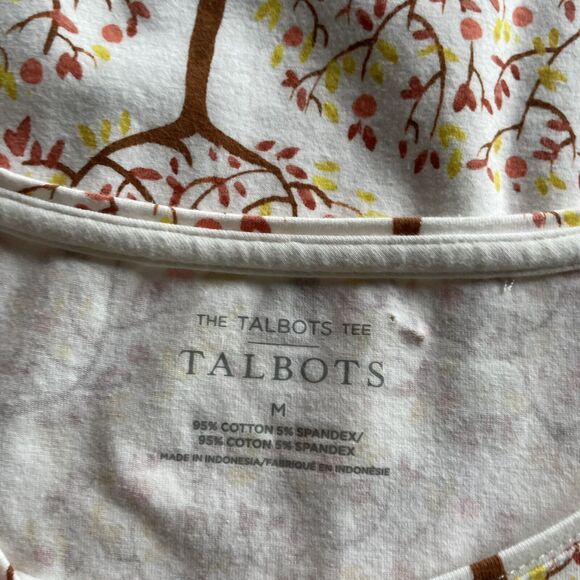 Talbots Top Tree Print Top Long Sleeves Pull Over Stretch Cotton Medium - Picture 3 of 6
